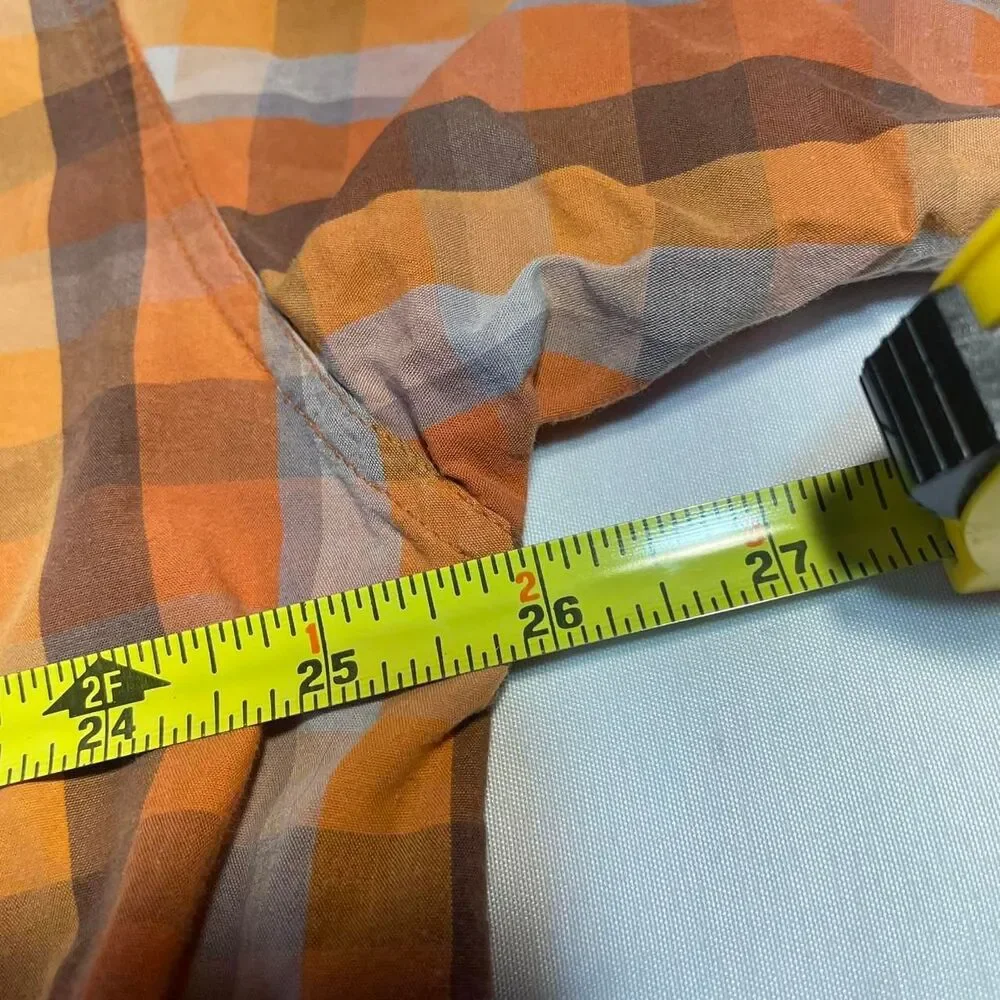 Vintage Phat Farm Orange Plaid Short Sleeve Shirt XXL Y2K Streetwear Baggy - Picture 5 of 8